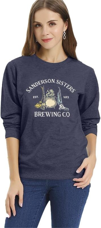 MNLYBABY Halloween Sweatshirt for Women Hocus Pocus Shirts Long Sleeve Black Cat Shirt Halloween Pullovers Sweatshirts Tops - Image 2