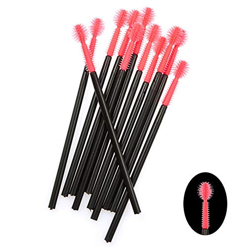 Hilai 50PCS/PACK Disposable Silicone Eyelash Brush Mascara Wands Applicator Eyebrow Brush Eyelash Extension Supplies Makeup Tools(Spherical Shape)