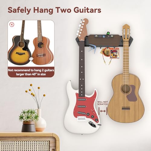 KDD Support Guitare Mural avec 4 Crochets Amovibles en Caoutchouc – Support Mural Guitare Double avec étagère – Porte Guitare en Bois – Accessoires de Guitare pour Guitare électrique Basse Ukulélé - Les Beatles, Paul McCartney, John Lennon, RIngo Starr, George Harrison KDD Support Guitare Mural avec 4 Crochets Amovibles en Caoutchouc - Support Mural Guitare Double avec étagère - Porte Guitare en Bois - Accessoires de Guitare pour Guitare électrique Basse Ukulélé – Image 7