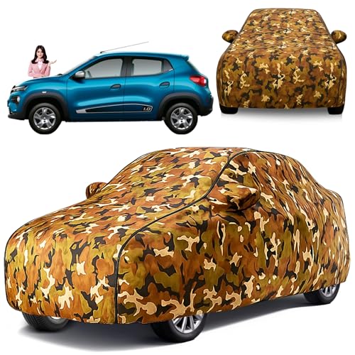 Image of Avecrew 100% Waterproof Car Cover for Kwid All Model Mirror & Antenna Pocket Triple Stitched, Dustproof Full Body Protection (Heat & UV Resistant,Jungle)