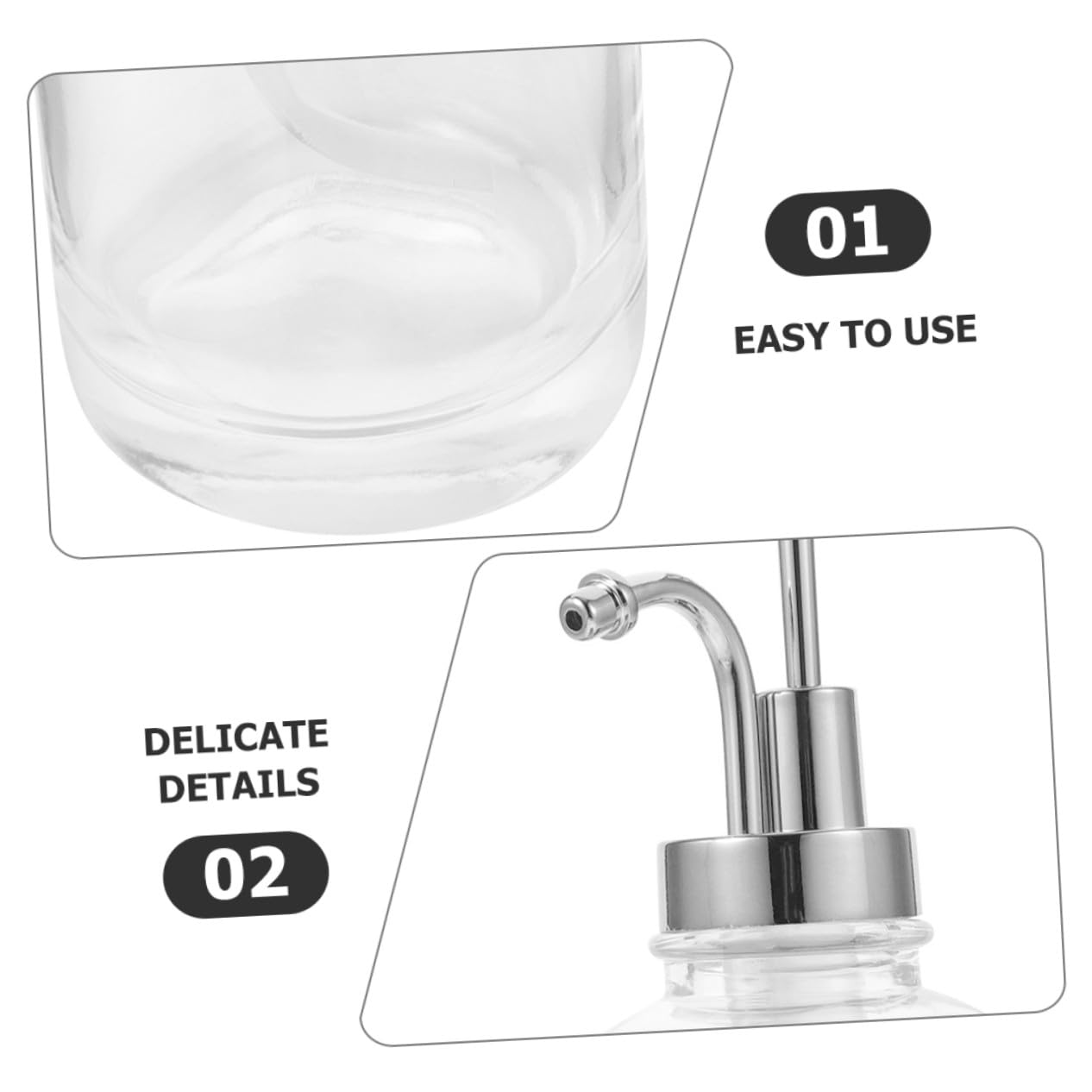 ERINGOGO Distributeur à Pompe à Sirop en Verre 500ml, Lot de 2, Argenté