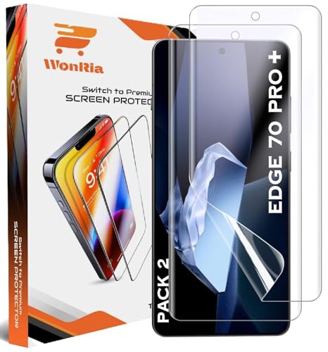 Image of WonRia Pack 2 - (Screen Guard Protector For Compatible with Motorola Edge 70 Pro Plus 5G Unbreakable Membrane | Flexible TPU Film | Edge to Edge Installation Kit | Transparent