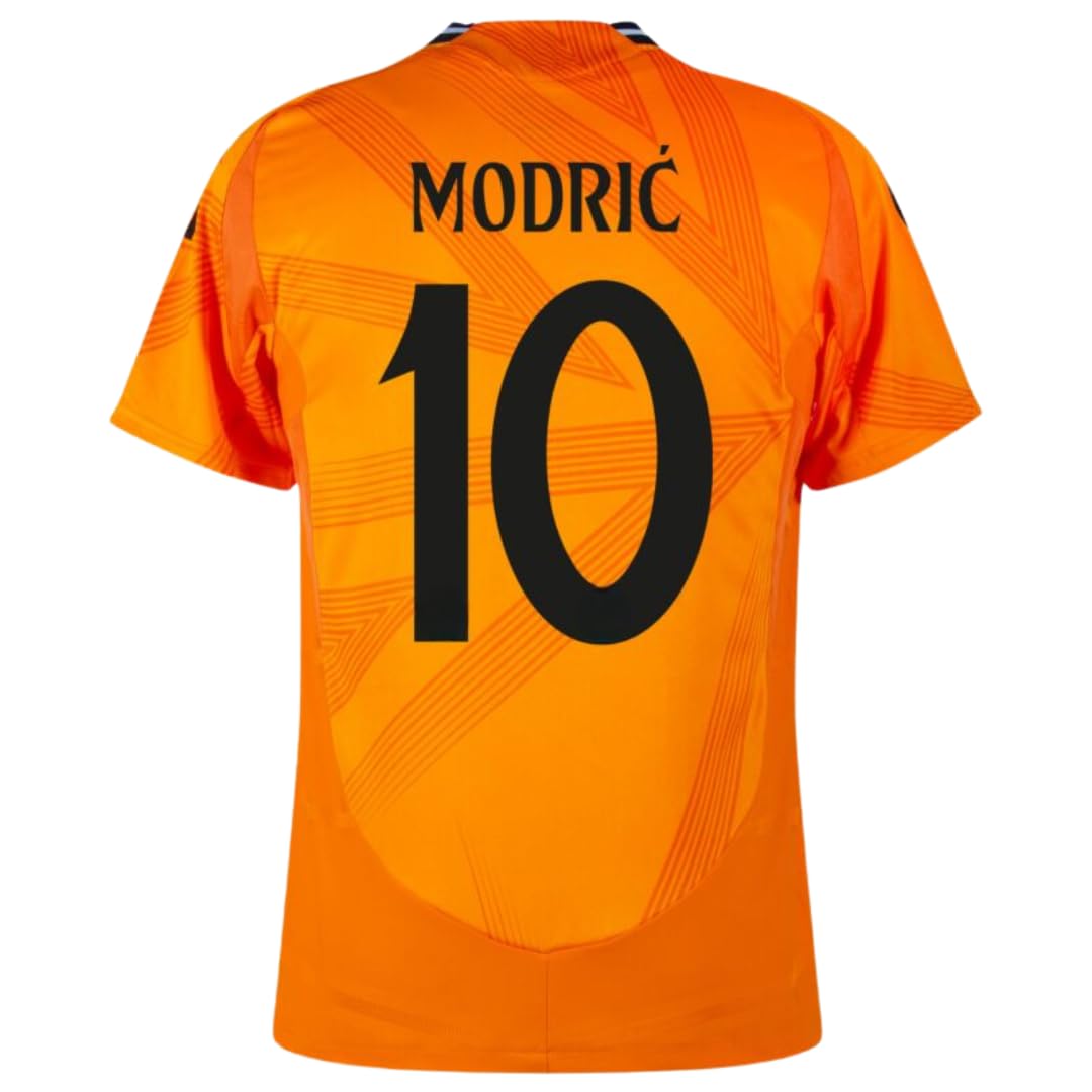 RM #10 Modric Away Orange Soccer Jersey for Men Fan Version (US, Alpha, X-Large, Regular, Regular, Orange)