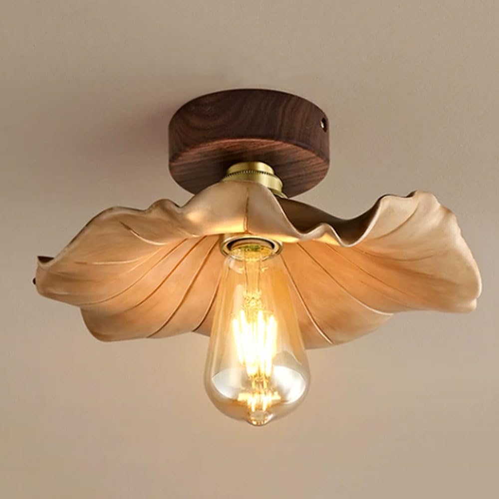 YGZPALH 1-Pack Semi-Flush Mount Ceiling Light Fixtures Vintage Mid Century E26 Light Fixtures Unique Resin Lamp Shade 10.2'' Foyer Low Profile Hallway Ceiling Lights for Entryway Home Indoor Decor