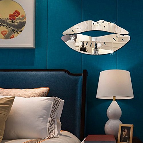 Vinilo Decorativo de Espejo Labios 3D Moderno miniatura 3