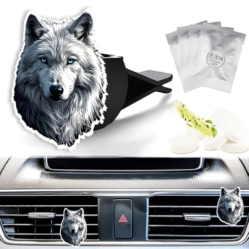 Image of Cute Car Air Freshener Clips Wolf Car Vent Clip Wolf Cars Scents Cologne Air Conditioner Clip Auto Vent Interior Decoration Cars Accessories Wolfs Loves Gifts for Men Women