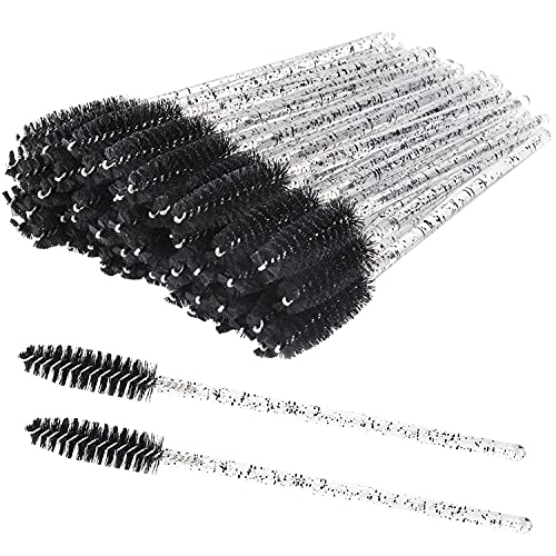100 PCS Disposable Eyelash Mascara Brushes for Eye Lashes Extension Eyebrow and Makeup (Black Crystal)