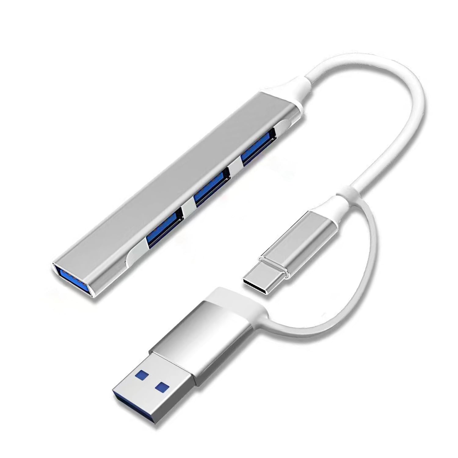 USB Hub 4-Port USB-A Splitter Adapter for Mouse Keyboard Flash Drive External Hard Drive Printer and More Compact