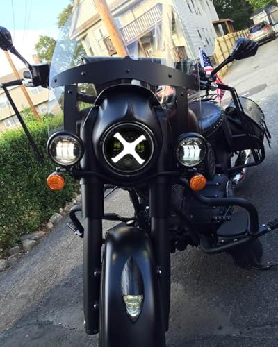 Image of Vagary 7-inch LED X-Style Motorcycle Headlight with White /Amber DRL Bullet Classic /Standard Motorcycle & THAR CARS 7 INCH