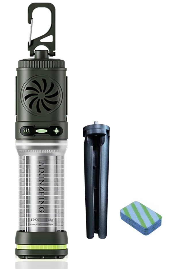 Mosquito Repellent 4800mAh Battery, 400LM Light, IPX5 Waterproof, 165 ℃ Heating, 1.5m Fall Proof, Portable Mosquito Repeller for Outdoor Camping Backpacking Patios (Green)