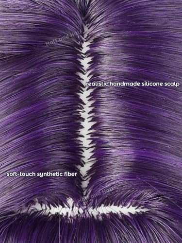 Image of Half and Half Kyouka Cosplay Wig Long Dark Purple Anime Ponytail Wig 34.6'' Deep Purple Twin Tails Wig with Bangs Detective Costume Wigs for Women Halloween Daily