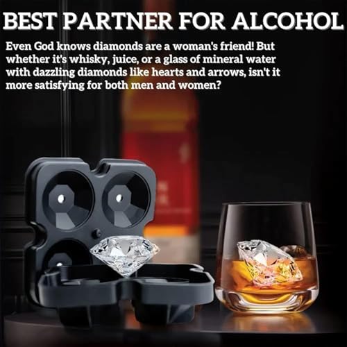Image of Melbify Diamond Shape Shape Ice Cube Tray with Funnel | Silicone Ice Cube Mold | Freezer Ice Maker for Cocktails, Whiskey, Bourbon, Juice | Baking Cup Cakes | Perfect for Home,Restaurants & Bar