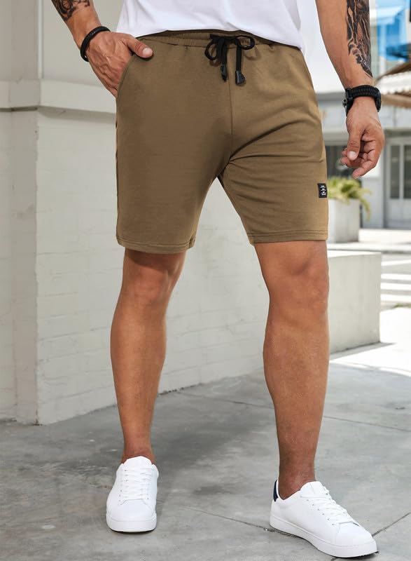 JMIERR Mens Cotton Sweat Shorts with 3 Pockets Workout Lounge Jogger Athletic Shorts 7 inch Inseam Running Shorts - Image 7