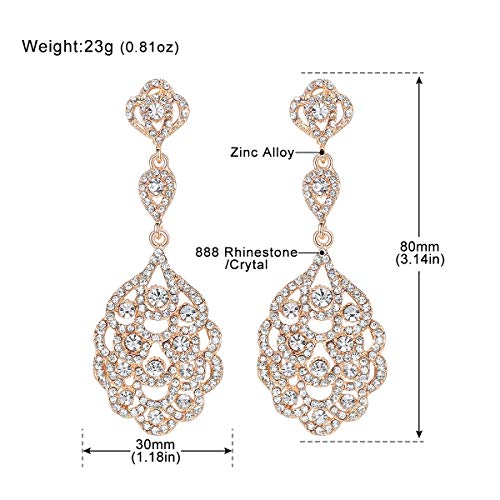 mecresh Wedding Teardrop Dangle Earrings Crystal Rhinestone Beaded Chandelier Earrings for Brides Gold4