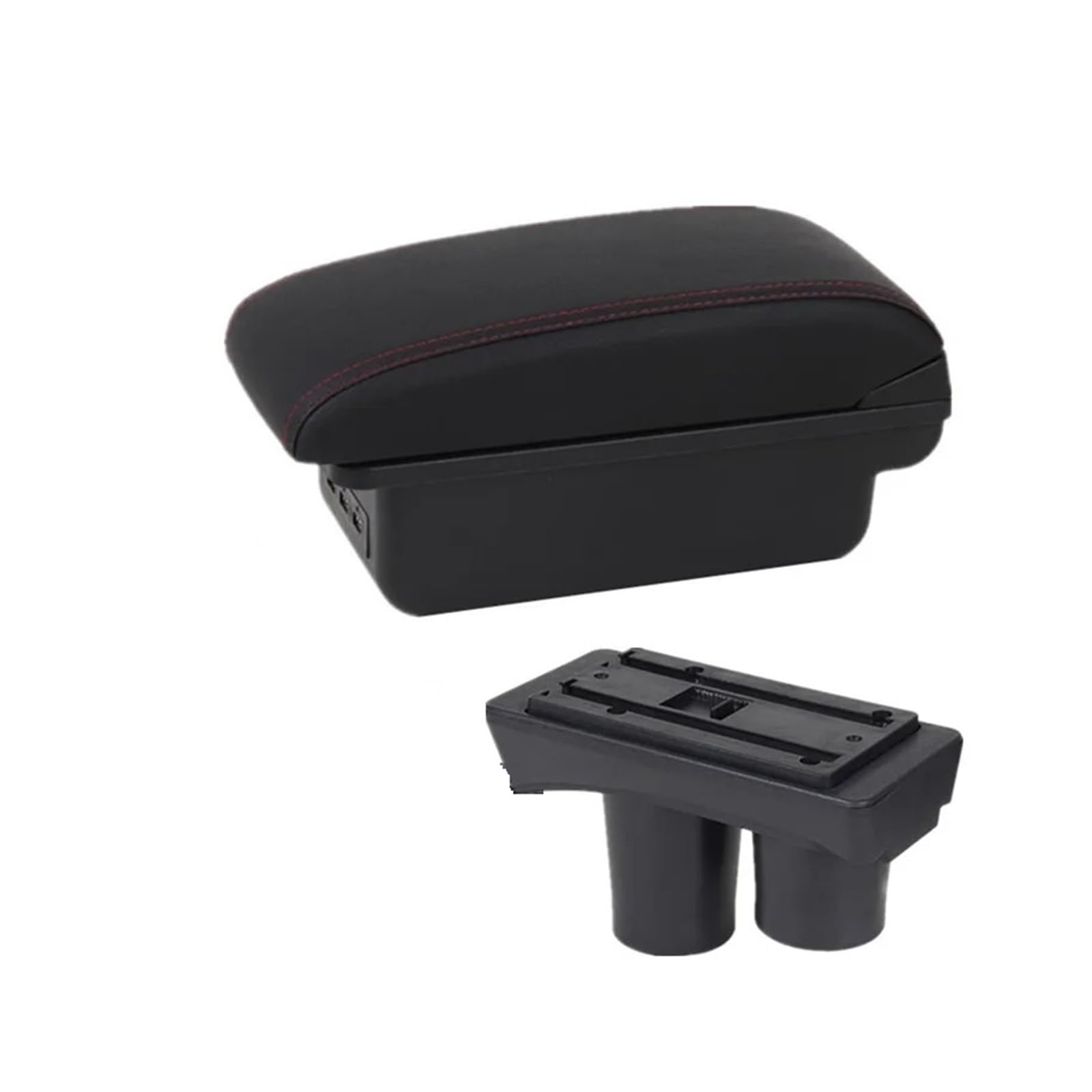 GBGWRMRYX Center Armrest Box For C-elysee Universal Car Armrest Box Storage Box Interior Dedicated Retrofit Accessories Arm Rest(B1 Black red 3USB)