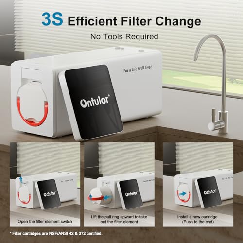 Image of Ontulor Reverse Osmosis System, 6-in-1 Tankless, NSF /ANSI 42 & 372 Certified, 600 GPD RO Filtration, No Electricity Needed, Protable Water Purifier, TDS Meter Included(6-in-1 Reverse Osmosis System)
