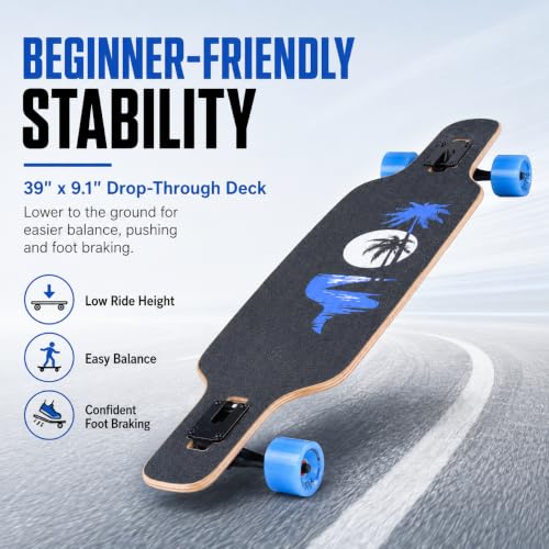 Image of Playshion 39 Inch Drop Through Longboard Skateboard for Beginners