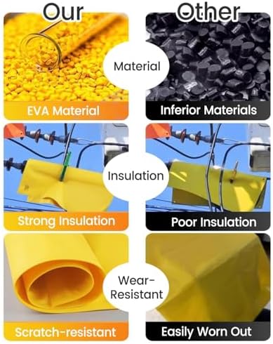 High Voltage Insulating Blanket 0.4/10KV, Lightweight Electrician Safety Mat with 2 Large Clips, Portable Waterproof Insulation for Anti-Electrocution (19.75" x 15.75")