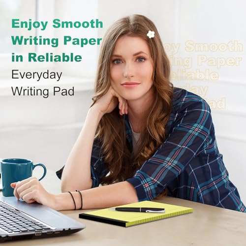 Image of 10 Pack Yellow Legal Pads 5x8 Small Note Pads, Writing Pads for Work, College Ruled Perforated Memo Pad, Desk Notepad with Study Backboard, 30 Sheets Per Pad, 5x8 Legal Pad for Office /School /Home