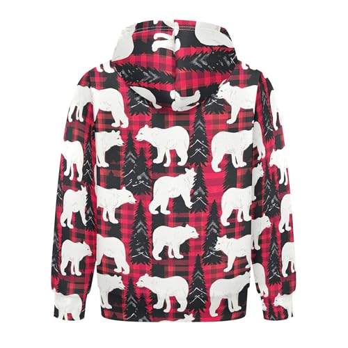 Kids Hoodies Sweaters Christmas Xmas Polar Bear Hooded Sweatshirts with Big Pockets for Boys Girls B04004572