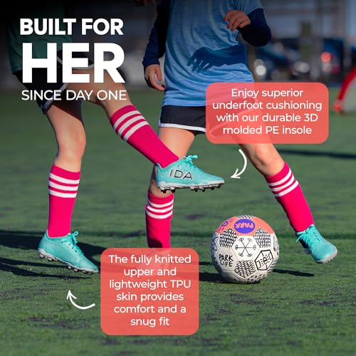 IDA Travel Girls Youth Soccer Cleats, GRLSFIT Comfort, PU Leather Upper, Girls Soccer Cleats Female-Specific Fit3