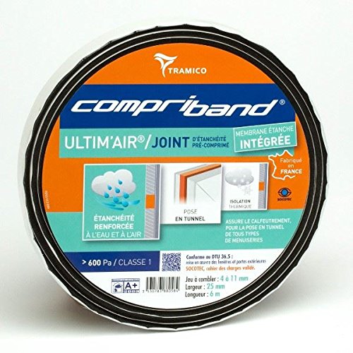 Compriband ® UTLIM'AIR, joint de mousse imprégnée, 6m, larg 25/ 4-11 mm TRAMICO