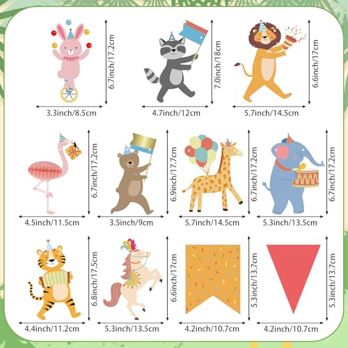 Image of Hooqict Animal Party Banner with Colorful Pennant Banner Flag Animal Parade Birthday Decorations Happy Birthday Garland for Kids Girls Boys Zoo Carnival Circus Party Decorations Supplies