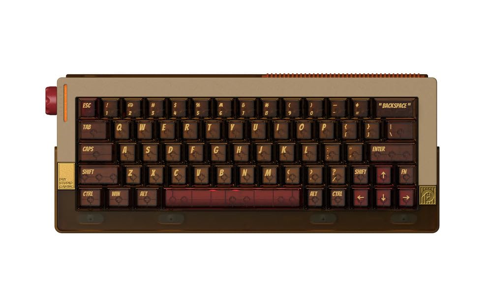 retro 63 rt he magnetic wired gaming keyboard with mechanical feel, metal and pei with 8k low latency and mode switching rgb - hazy amber