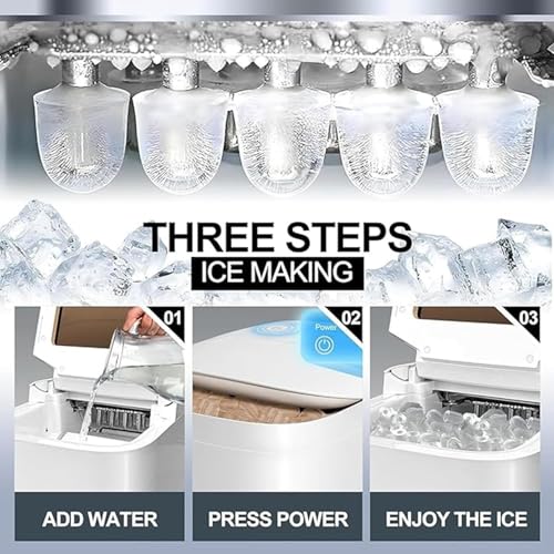 Máquina fabricadora de hielo, 9 cubos en 6 minutos, 15 kg en 24 horas, 2 tamaños de hielo, auto-limpieza, para oficina, cocina y bar miniatura 3
