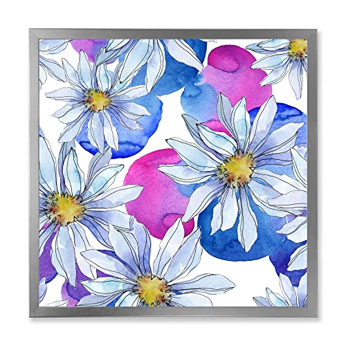 Affiche marguerites DesignQ avec cadre en verre pour bureau