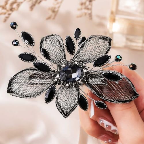 Accesorio de cabello negro CASDRE con cristales para boda miniatura 2