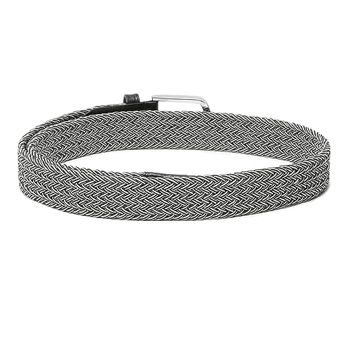 Image of LOUIS STITCH Men's Braided Elastic Stretch Belt with Leather Tipped End Stretchable Canvas Waist Band for Men Women Boys Girls Unisex (Width 3 cm) (BE-EL)