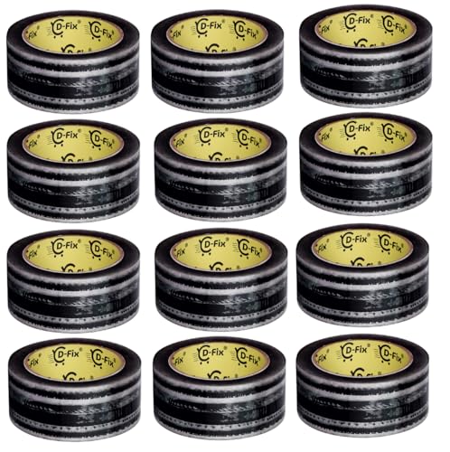 Image of D-fix Printed Packing Tape 2 Inch (48mm) -65 Meter | 12 Rolls |Strong Adhesive BOPP Carton Sealing Tape | Heavy Duty Packaging Tape for Shipping, Moving & E-commerce Use