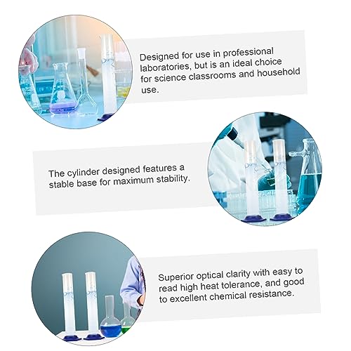 Cilindro de medición y probeta de vidrio Amosfun de 2 piezas para mediciones precisas de líquidos 6