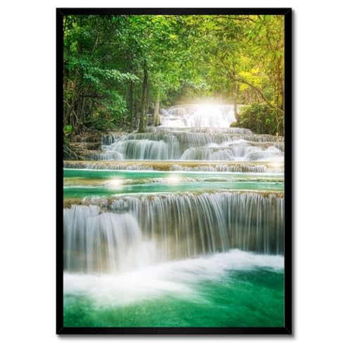 Cascade en Asie poster avec cadre blanc 50x70 salon moderne chic