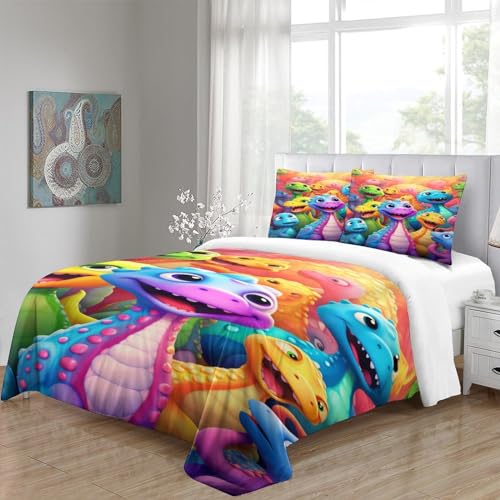 Parure de lit dinosaure 3D microfibre housse de couette avec fermeture - 5