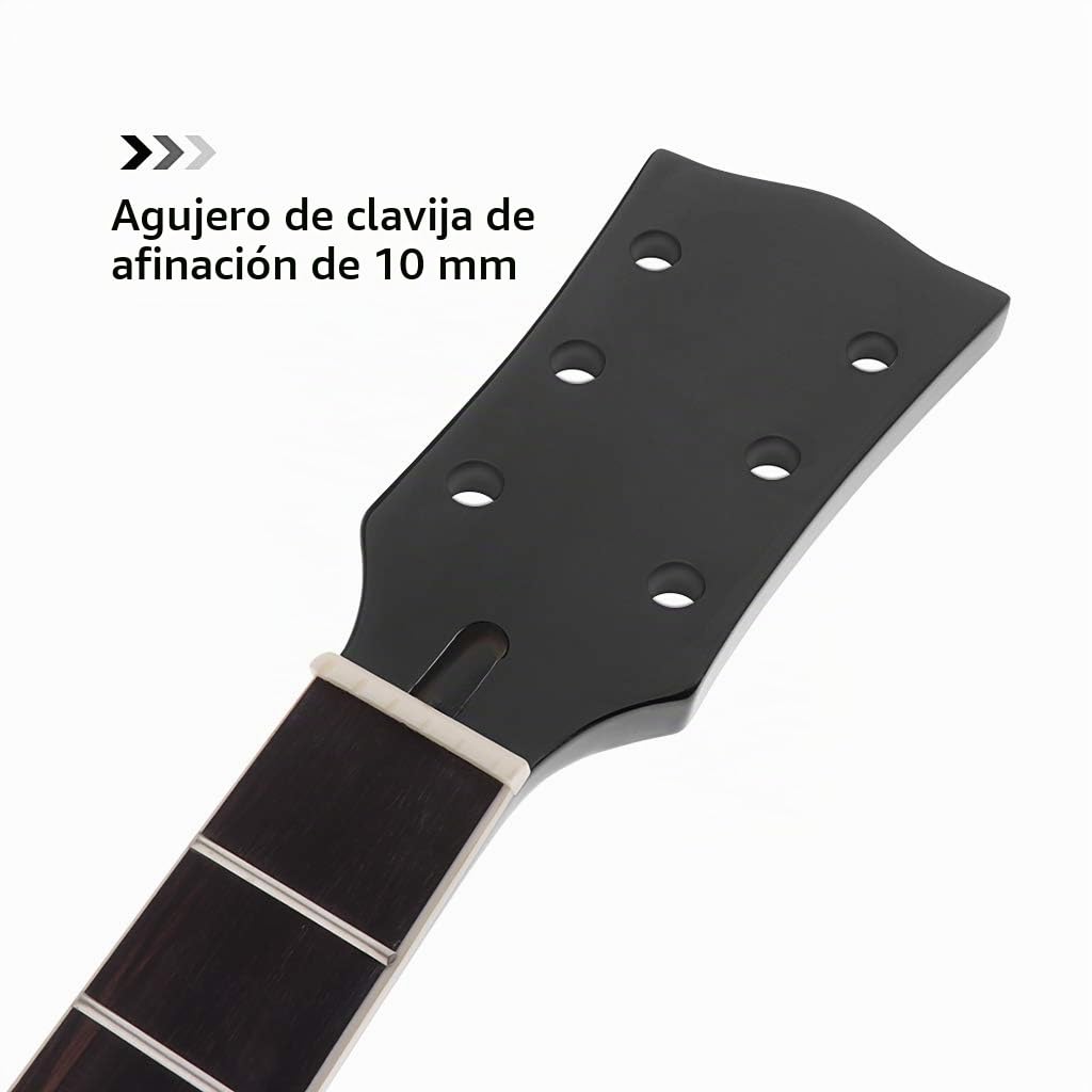 Alnicov Mástil de guitarra eléctrica DIY para Gibson LP, repuesto de 22 trastes, mástil de arce, diapasón de palisandro con incrustaciones blancas y negras