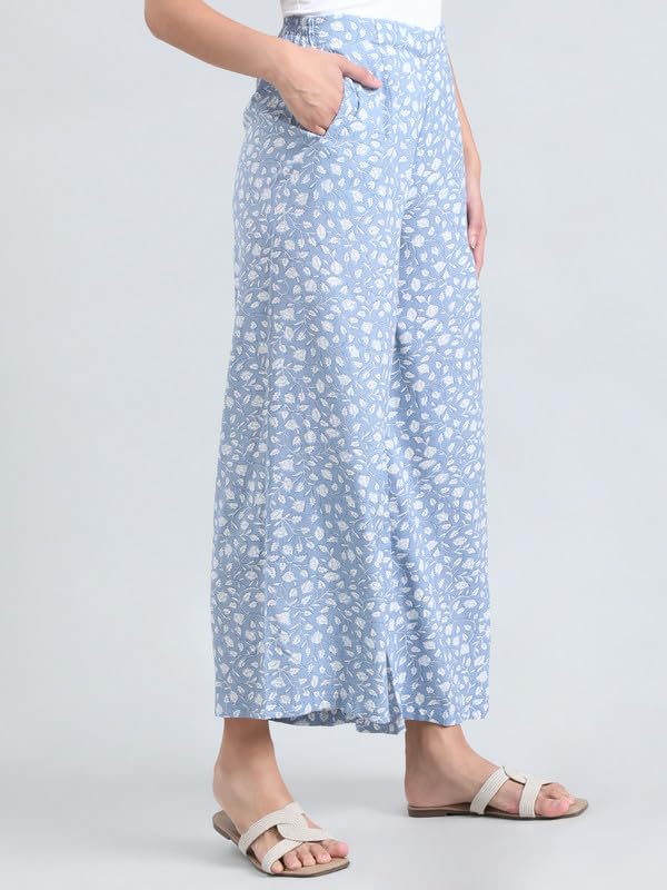 Image of GO COLORS Soft Viscose Printed Palazzo Full Length for Women| Breathable, Mid Rise