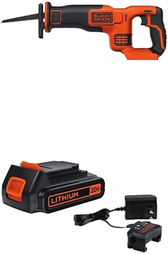 BLACK+DECKER Sierra recíproca de 20 V MAX con batería de litio y cargador (BDCR20B y LBXR20CK)
