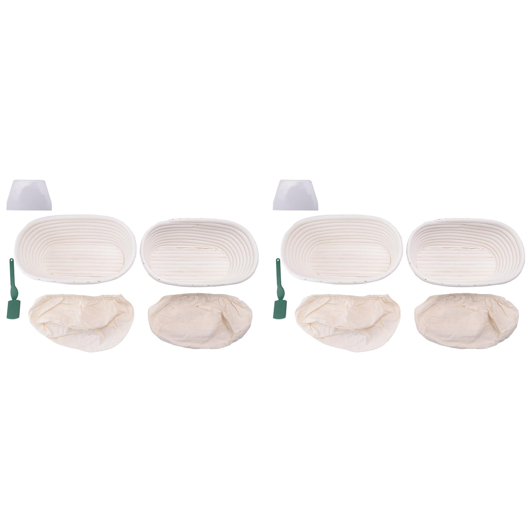 2X Ensemble de Panier D'épreuvage Banneton - Panier de Boulangerie de Pain Au Levain, Grattoir/Coupe-Pâte et Doublure en Tissu Brotform