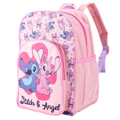 Disney Stitch & Angel Kids Childrens Backpack School Rucksack Travel Bag Boys Girls with side mesh pocket Boys Girls
