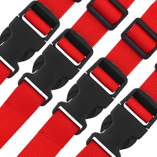 Image of Mandala Crafts 4 PCs Red Adjustable Bag Buckle Straps Belt with 1 Inch Quick Side Release Clips 86 Inch Nylon Webbing - Utility, Packing, Suitcases, Sleeping Bags, Backpacks, Luggage Straps