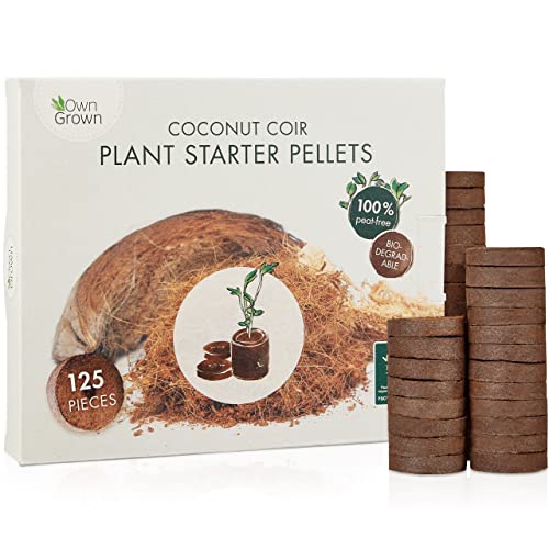 Coco Coir Seed Compost Pellets : 125 Coconut Coir Plugs for Seeds – Peat Free Compost for Seedlings – Plant Starter Pellets with Seed Compost Peat Free – Coco Coir Pellets for Seedlings from OwnGrown