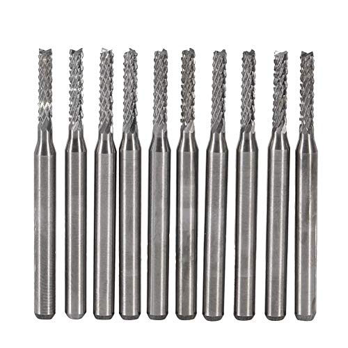 Yosooo Cemented Carbide Engraving Drill Bit End Mill Carving Drill for PCB CNC SMT Rotary Burr 2mm Milling Cutters Set(10pcs)