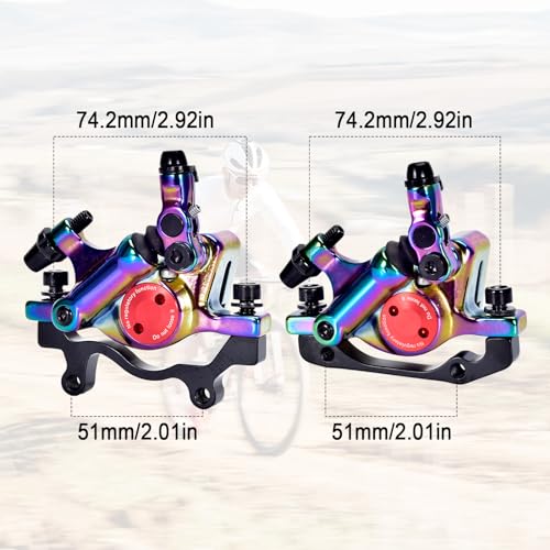 HSOKEW Hydraulic Brake Caliper, HB-100 Line Pulling Hydraulic Disc Brake Calipers Alloy Mountain Bike Hydraulic Disc Brakes Front Rear Caliper Brake Cable Set for MTB, Mountain Bike, E-Bike