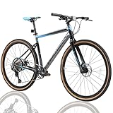 PANTHER (パンサー) シクロクロスバイク HADESシリーズ SHIMANO DEORE 12速 超軽量異型オールアルミフレーム 40Cグラベルタイヤ 前後車輪クイックリリース方式 フラットバーハンドル コスパ最強ニューレーシングバイク (12速 470mm(M), GR-Blue)