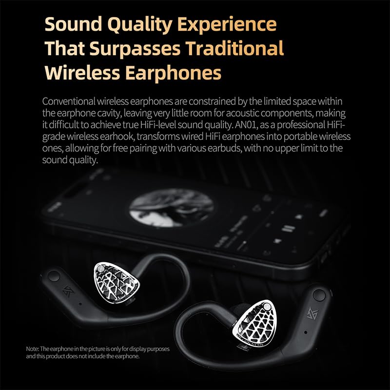 Image of KZ AN01 Bluetooth 5.4 True Wireless Earbuds Earhook with ANC Active Noise Cancellation, LDAC Decode HiFi TWS Earphone Adapter