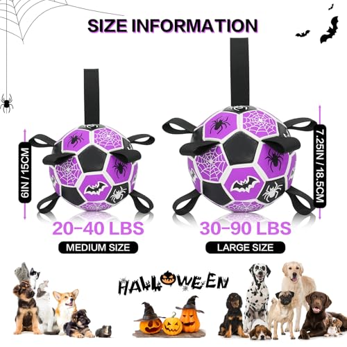 Image of Dog Toys Balls, Dog Soccer Ball with Straps, Dog Birthday Gifts, Durable Balls for Small Medium Pet, Puppy Outdoor Toy, Pet Training Soccer Ball, World Cup Soccer (7.25 Inch) (Spider, Large)
