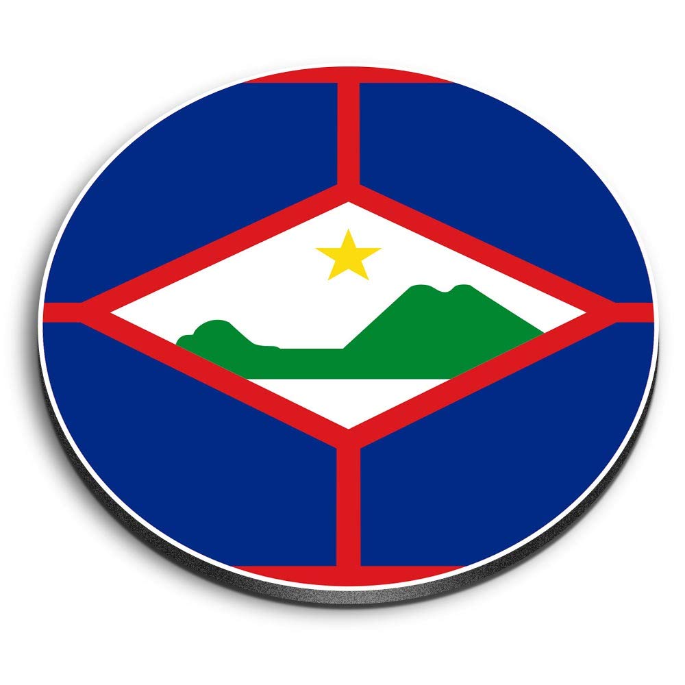 Destination Vinyl Ltd Multicolor 1 X Round Mdf Magnet - Sint Eustatius Flag Map 9028