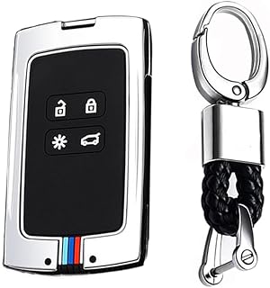 TECART Smart Car Key Case Cover Fits Renault Arkana Megane Espace Scenic Laguna Koleos Clio Master Bus Zoe Metal Protective Key Cover Accessories Car Key 4 Button Silver A